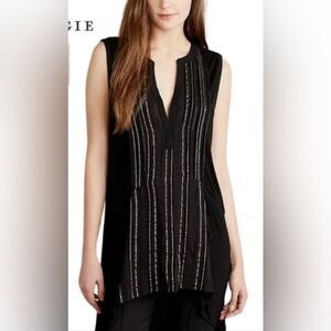 Anthropologie Deletta Shimmering Eve Black Tunic Blouse Size Medium